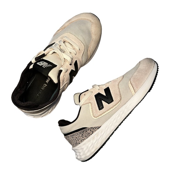 NEW BALANCE FRESH FOAM X-70 SNEAKERS CREAM & BLACK ANIMAL PRINT, SIZE 8 - Picture 6 of 8